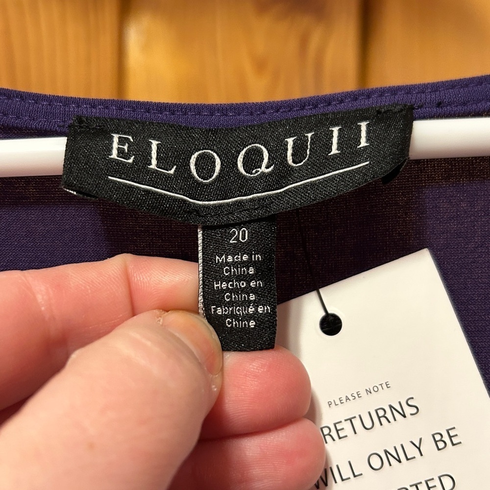 Eloquii Purple Long Sleeve Empire Waist Maxi Dress Size 20 elegant date NWT - Picture 5 of 13